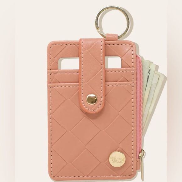 NWT The Darling Effect Woven Keychain Wallet Card Holder - Rose Color - Picture 5 of 9